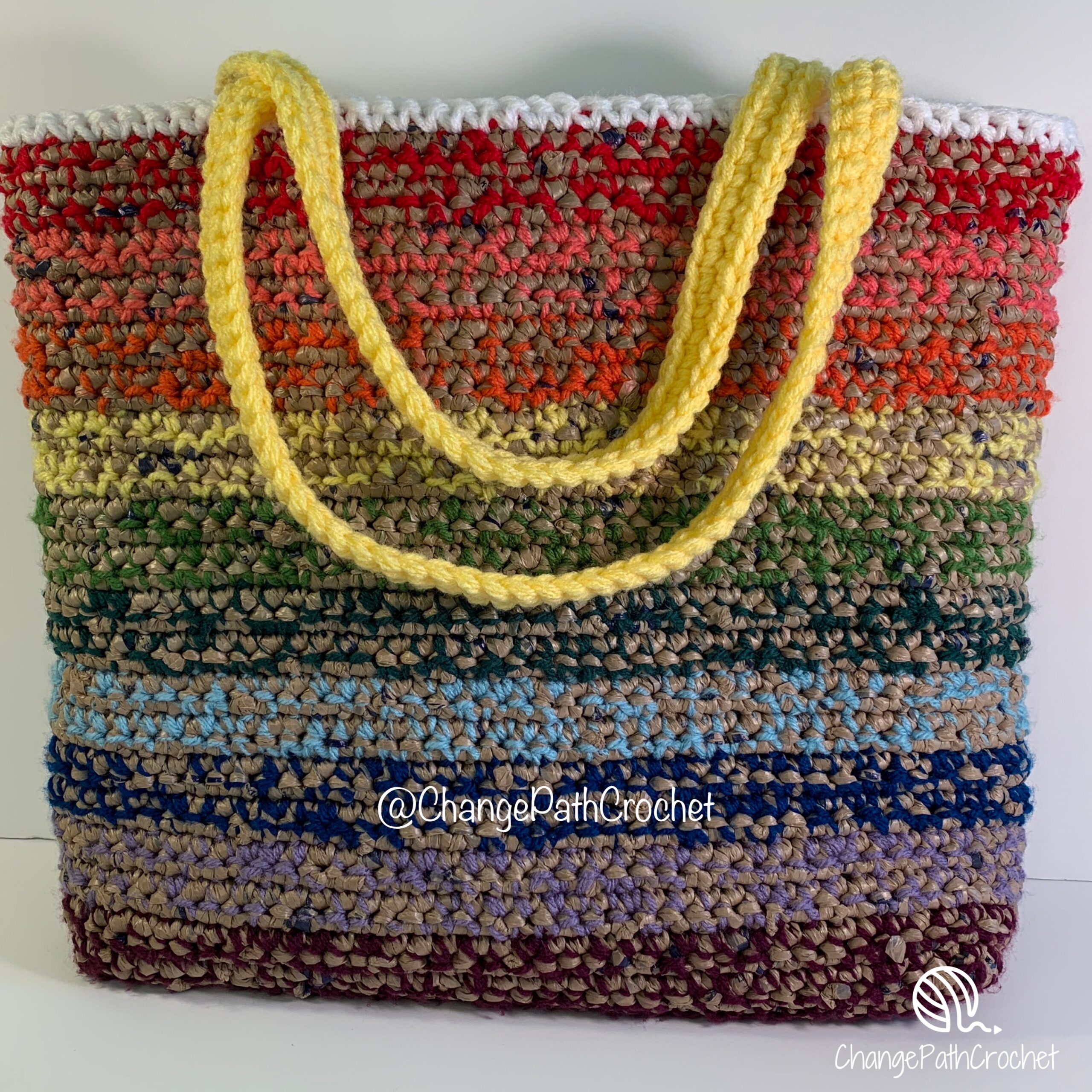 rainbow crochet tote bag