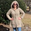 woman wearing hooded cardigan