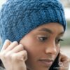 woman wearing a crochet hat