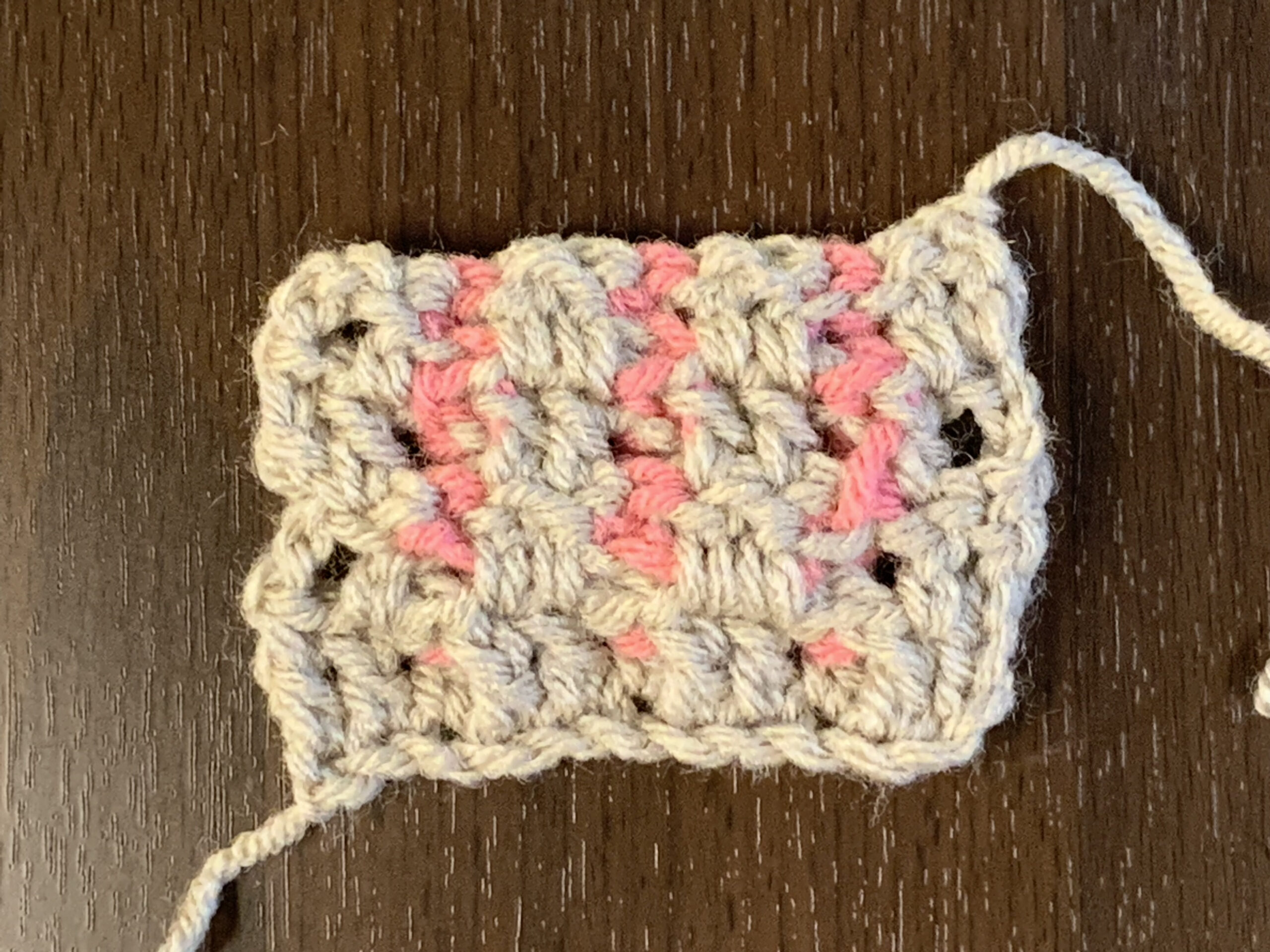 Back side of crochet cable stitches