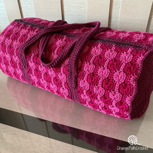 duffel bag with a bubbly fabric