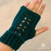 Green Diamond Vines Mitt on a left hand