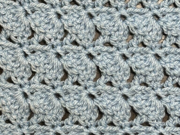 mushroom stitch crocheted in blue yarn