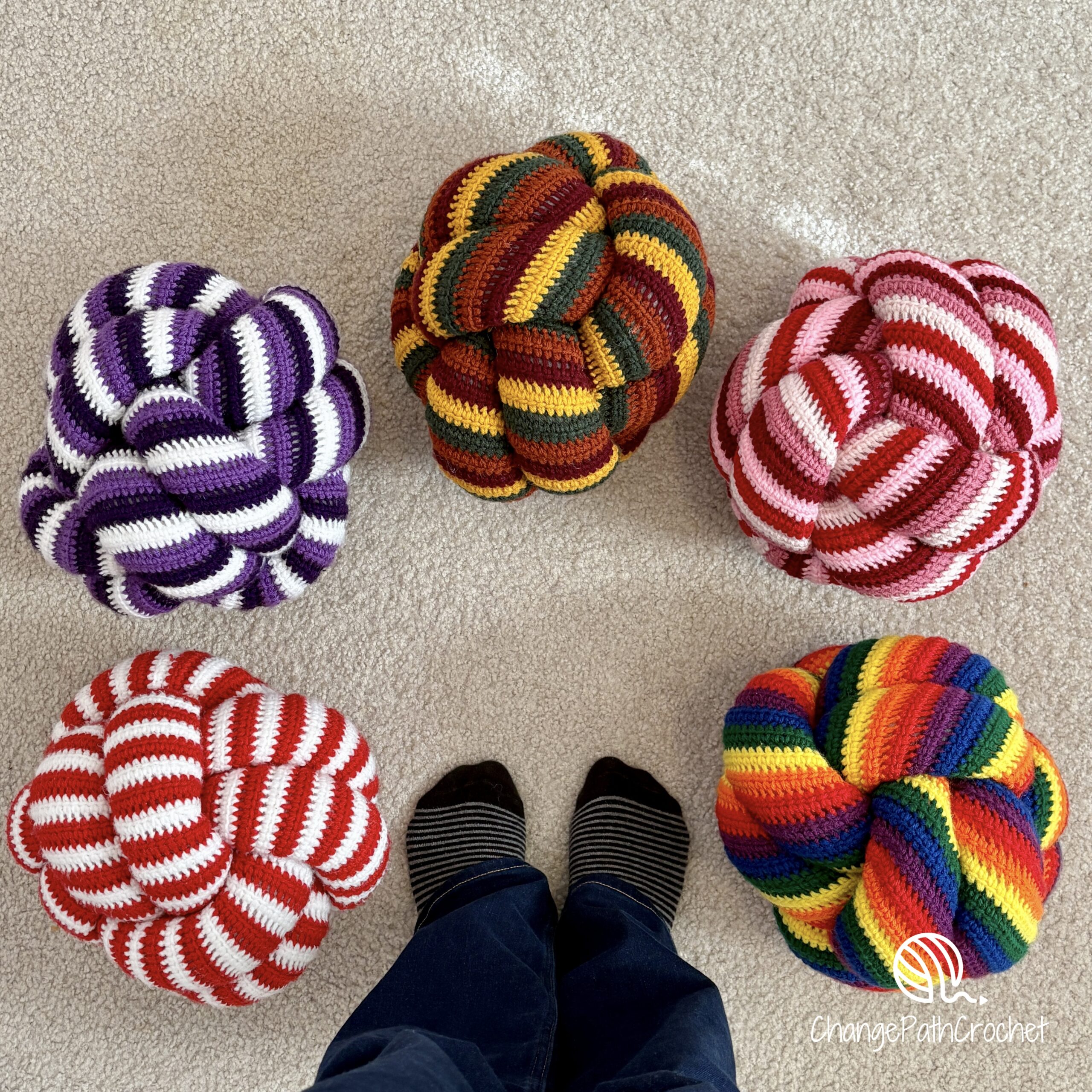 all knot pillows Striped Knot Pillow Crochet Pattern