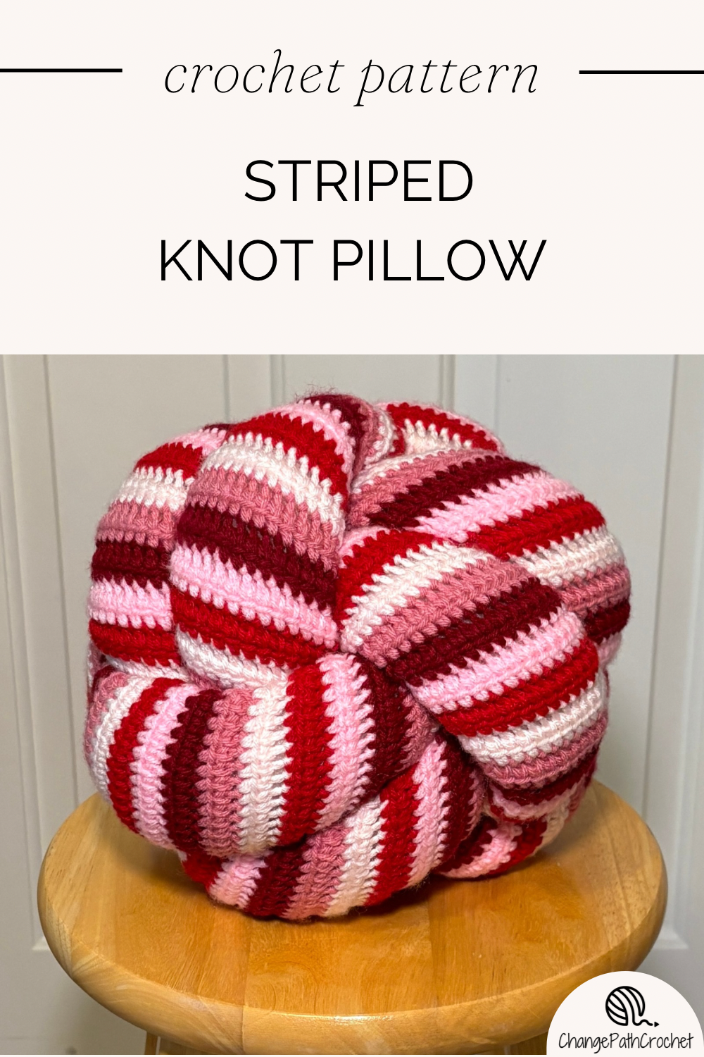 striped knot pillow pin 2 Striped Knot Pillow Crochet Pattern