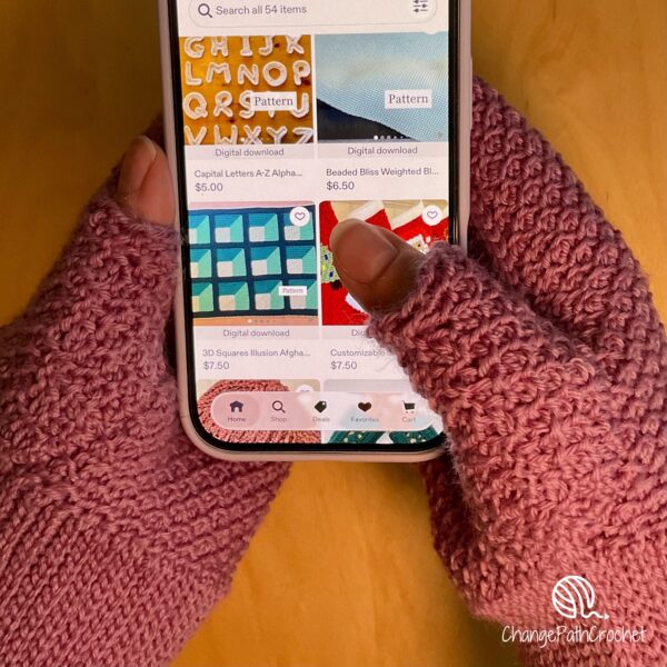 Tunisian Texting Mittens Crochet Pattern