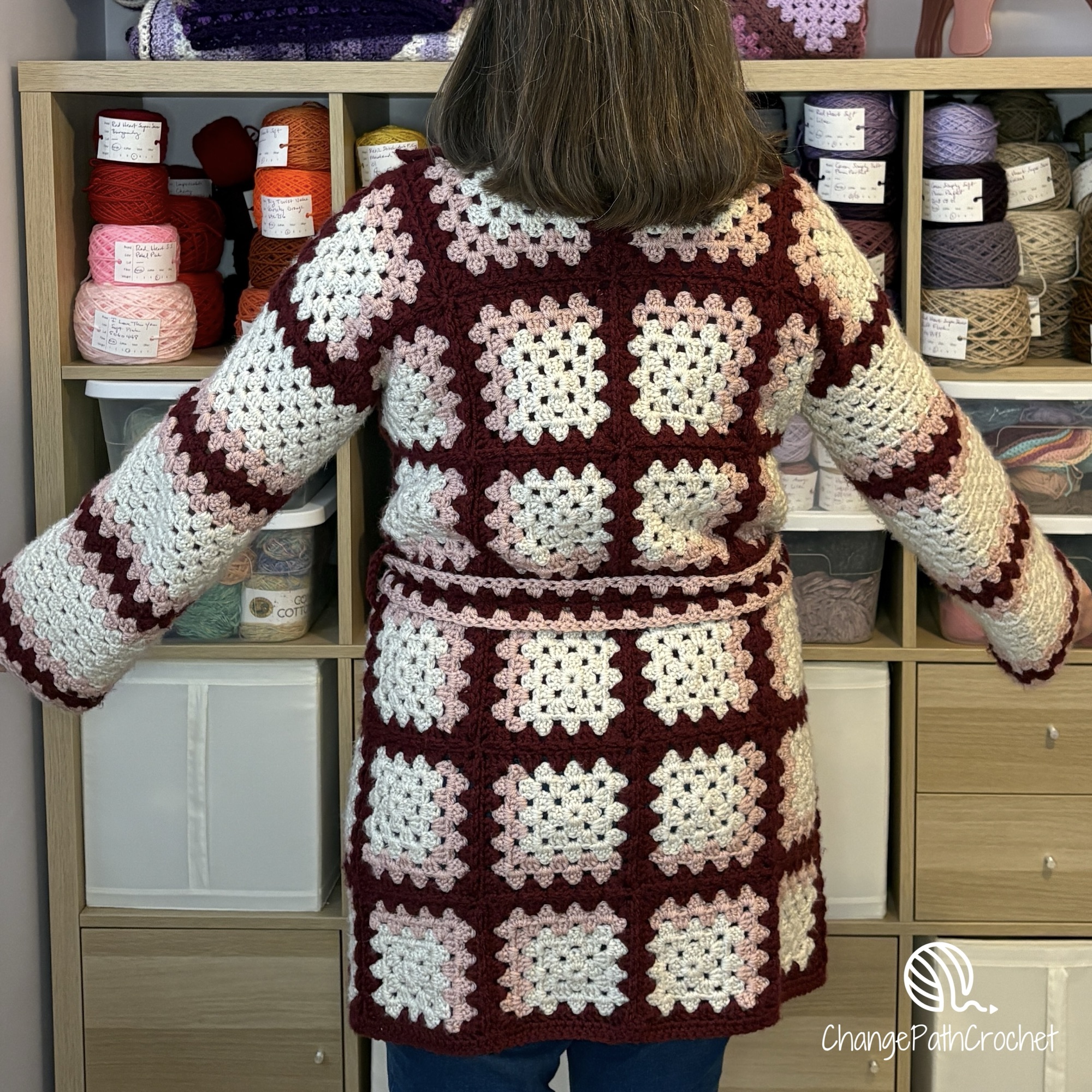Plaid Granny Cardigan Crochet Pattern